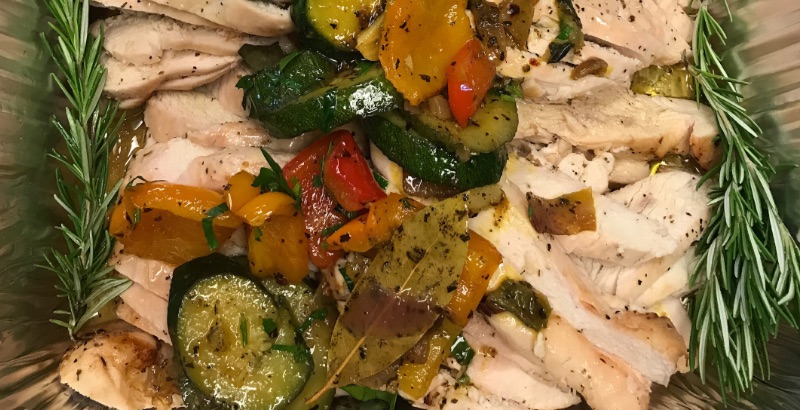 Kota Riganati — A delicious platter of tender herb roasted chicken.